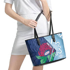 New South Wales Oztag Custom Leather Tote Bag NSW Waratah Indigenous Art