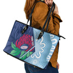 New South Wales Oztag Custom Leather Tote Bag NSW Waratah Indigenous Art
