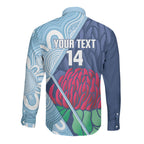 New South Wales Oztag Custom Long Sleeve Button Shirt NSW Waratah Indigenous Art