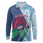 New South Wales Oztag Custom Long Sleeve Polo Shirt NSW Waratah Indigenous Art