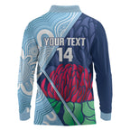 New South Wales Oztag Custom Long Sleeve Polo Shirt NSW Waratah Indigenous Art