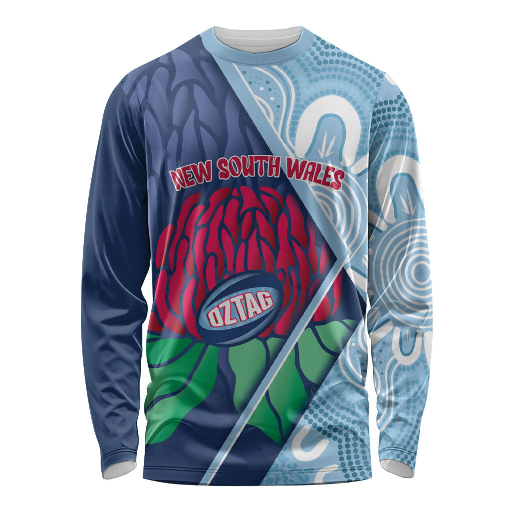 New South Wales Oztag Custom Long Sleeve Shirt NSW Waratah Indigenous Art