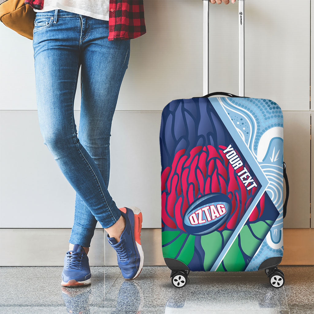 New South Wales Oztag Custom Luggage Cover NSW Waratah Indigenous Art