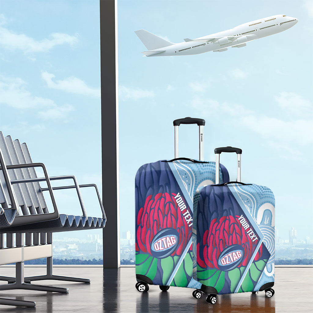 New South Wales Oztag Custom Luggage Cover NSW Waratah Indigenous Art