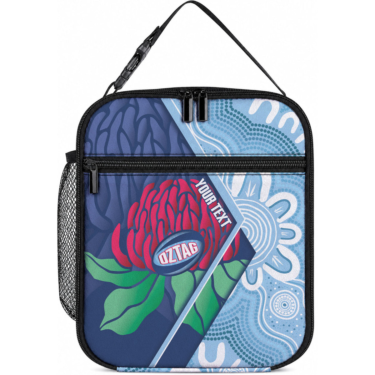 New South Wales Oztag Custom Lunch Bag NSW Waratah Indigenous Art