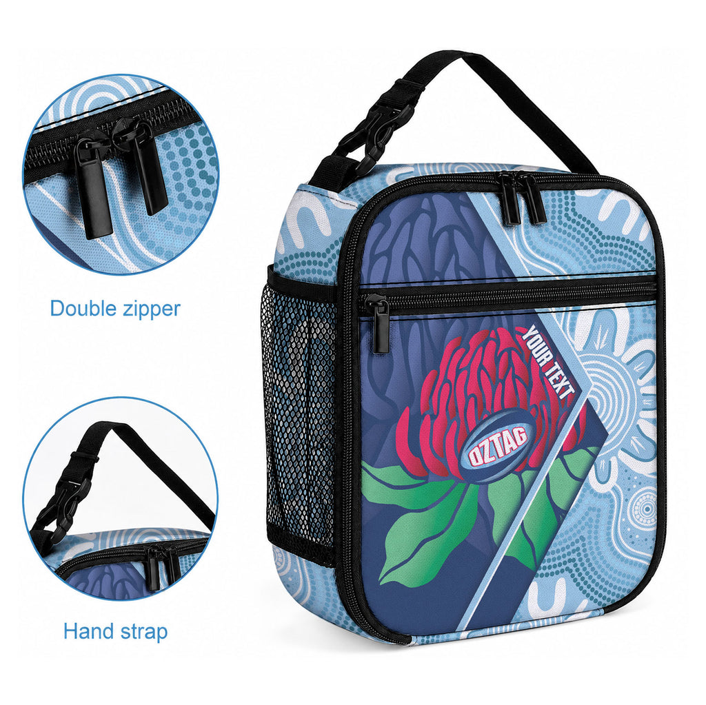 New South Wales Oztag Custom Lunch Bag NSW Waratah Indigenous Art