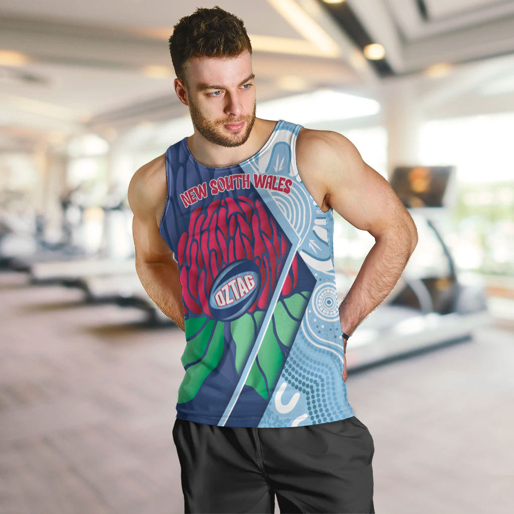 New South Wales Oztag Custom Men Tank Top NSW Waratah Indigenous Art