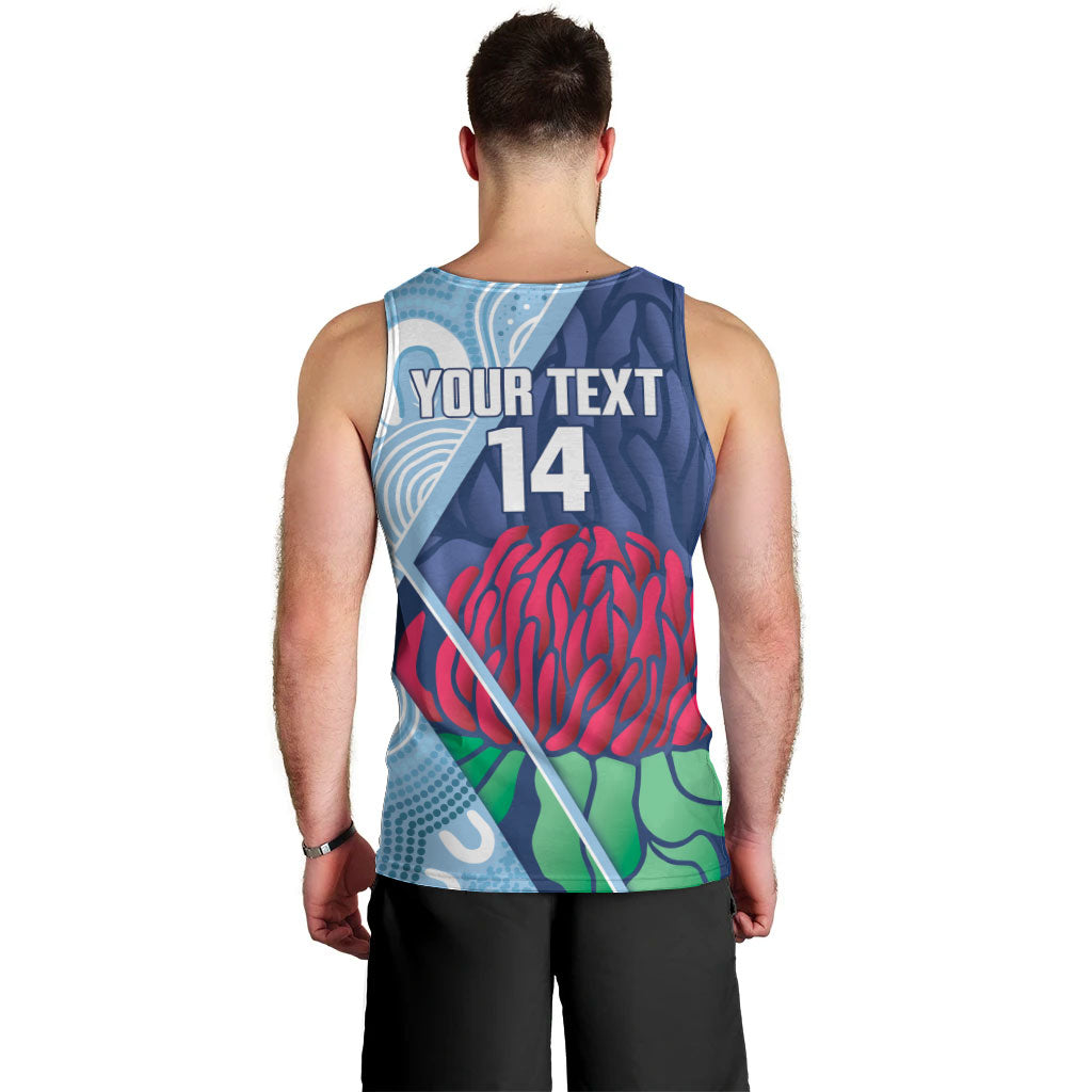 New South Wales Oztag Custom Men Tank Top NSW Waratah Indigenous Art