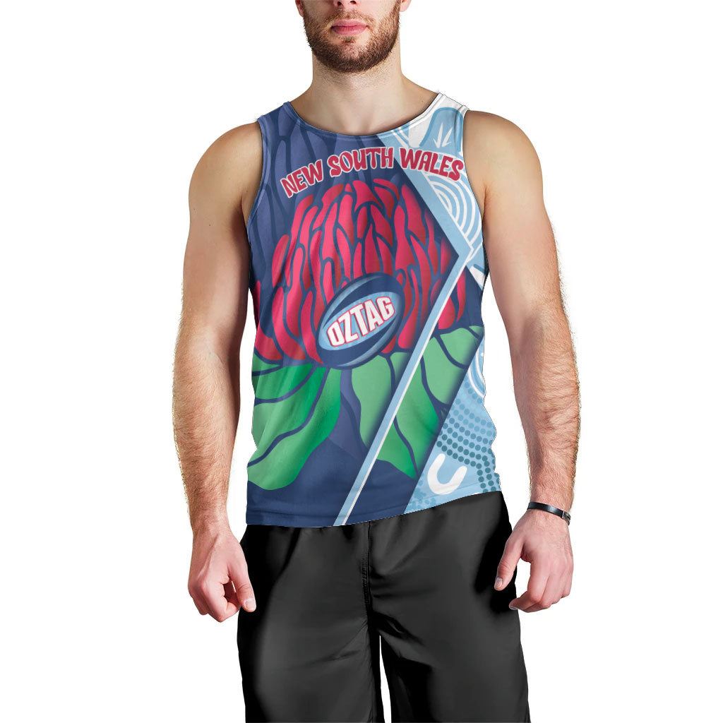 New South Wales Oztag Custom Men Tank Top NSW Waratah Indigenous Art