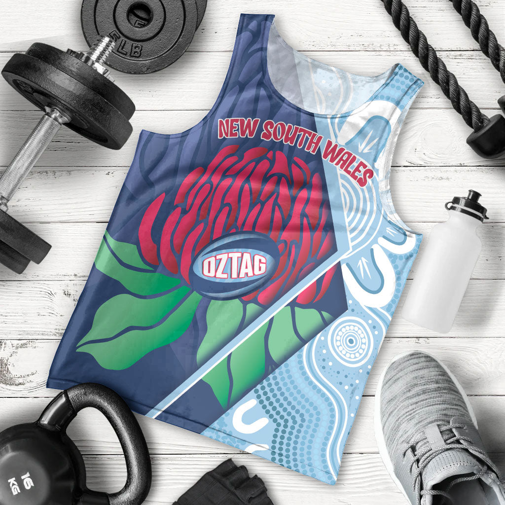 New South Wales Oztag Custom Men Tank Top NSW Waratah Indigenous Art