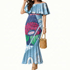 New South Wales Oztag Custom Mermaid Dress NSW Waratah Indigenous Art