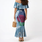 New South Wales Oztag Custom Mermaid Dress NSW Waratah Indigenous Art