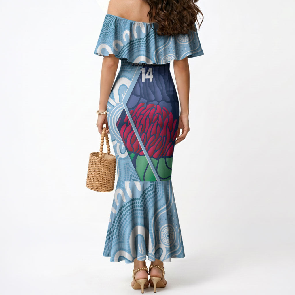 New South Wales Oztag Custom Mermaid Dress NSW Waratah Indigenous Art
