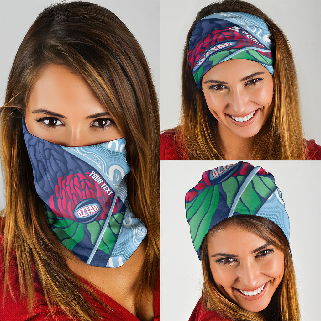 New South Wales Oztag Custom Neck Gaiter NSW Waratah Indigenous Art