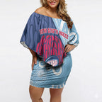 New South Wales Oztag Custom Off Shoulder Short Dress NSW Waratah Indigenous Art