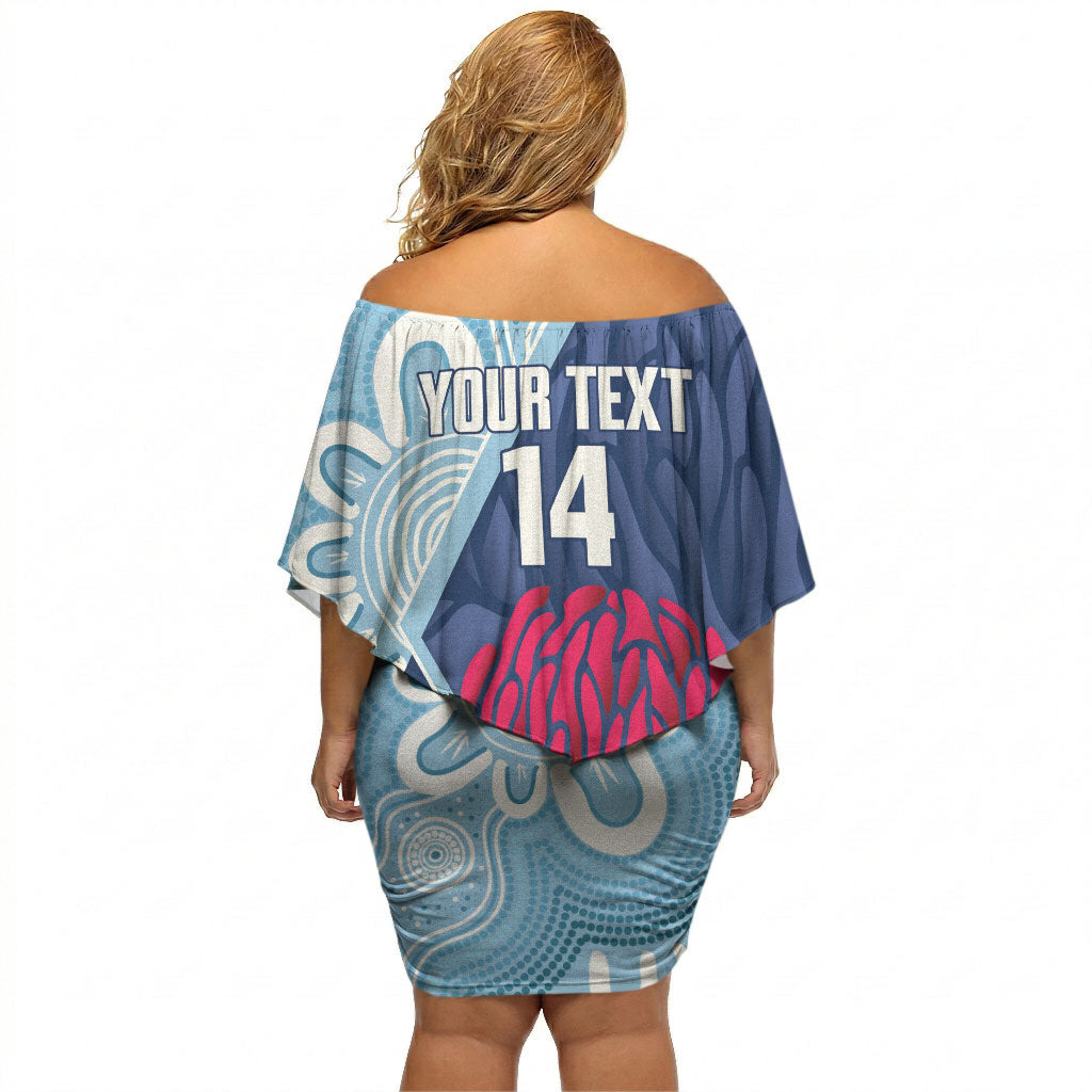 New South Wales Oztag Custom Off Shoulder Short Dress NSW Waratah Indigenous Art