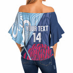 New South Wales Oztag Custom Off Shoulder Wrap Waist Top NSW Waratah Indigenous Art