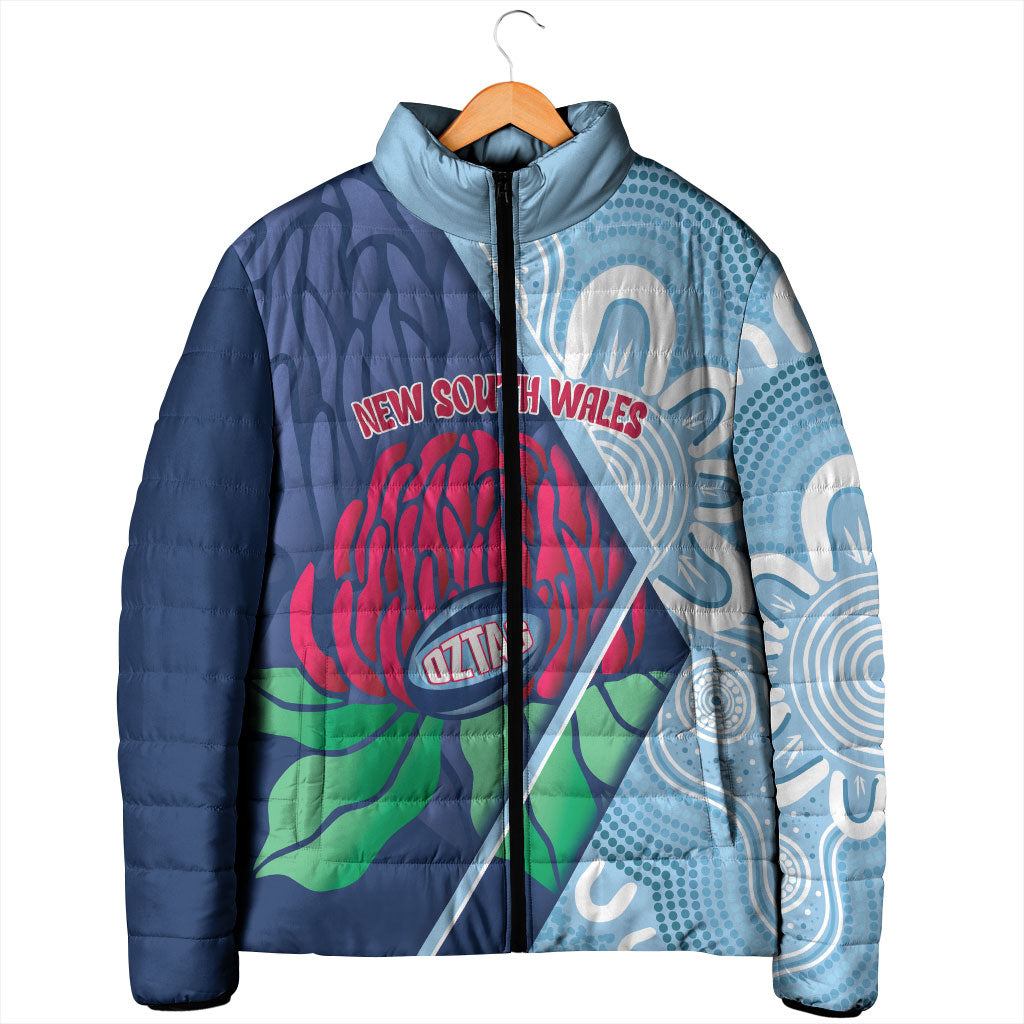 New South Wales Oztag Custom Padded Jacket NSW Waratah Indigenous Art
