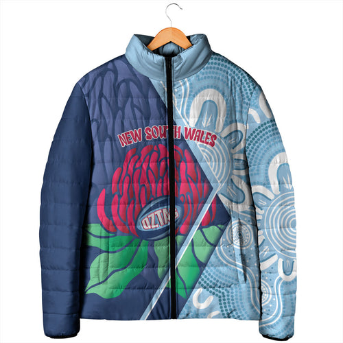 New South Wales Oztag Custom Padded Jacket NSW Waratah Indigenous Art