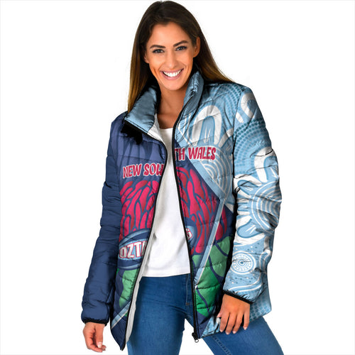 New South Wales Oztag Custom Padded Jacket NSW Waratah Indigenous Art