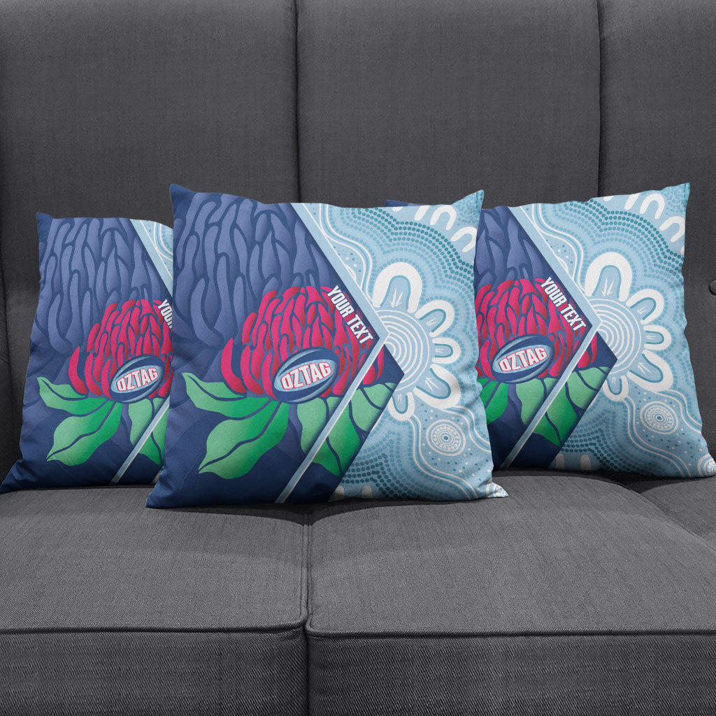 New South Wales Oztag Custom Pillow Cover NSW Waratah Indigenous Art