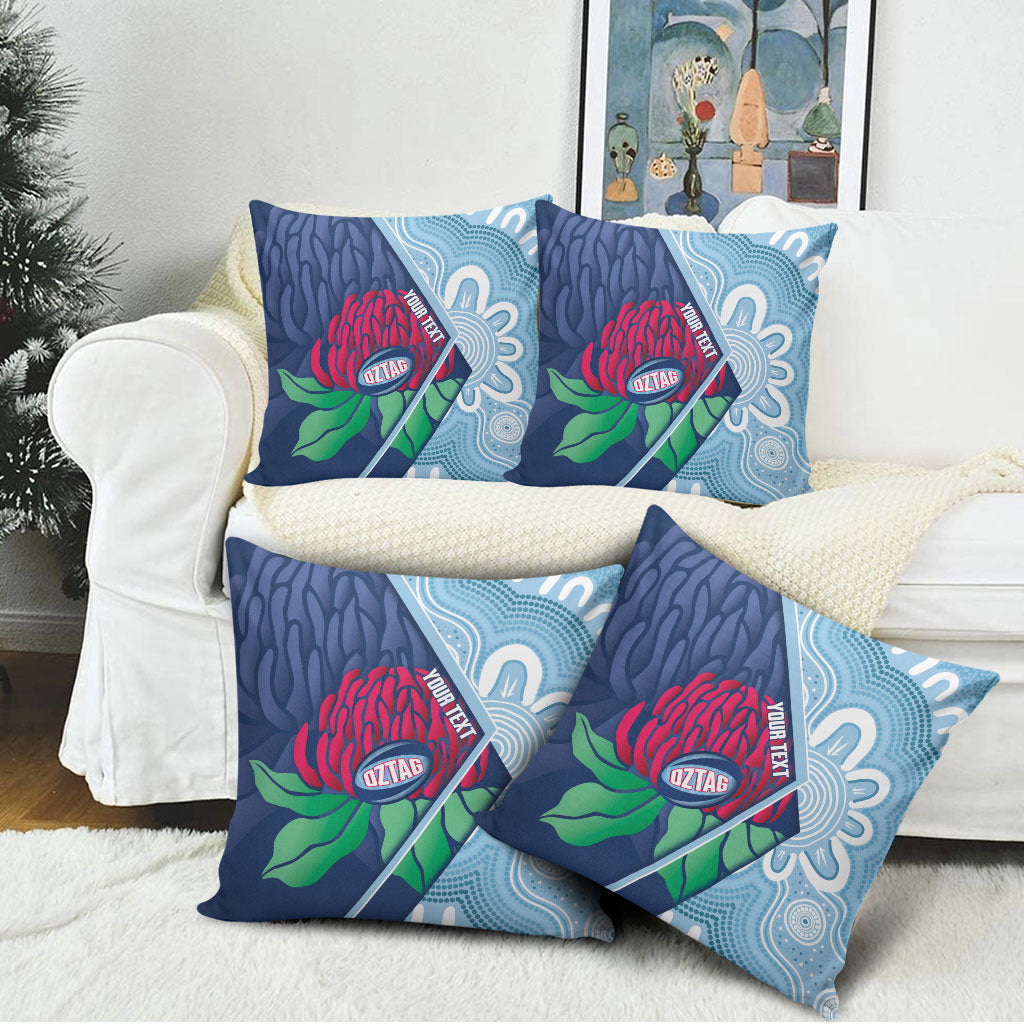 New South Wales Oztag Custom Pillow Cover NSW Waratah Indigenous Art