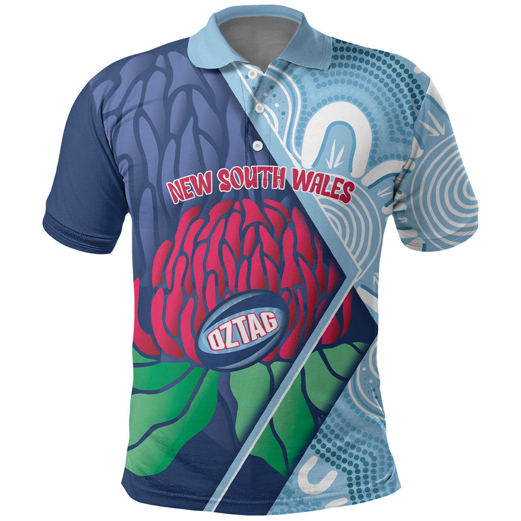 New South Wales Oztag Custom Polo Shirt NSW Waratah Indigenous Art