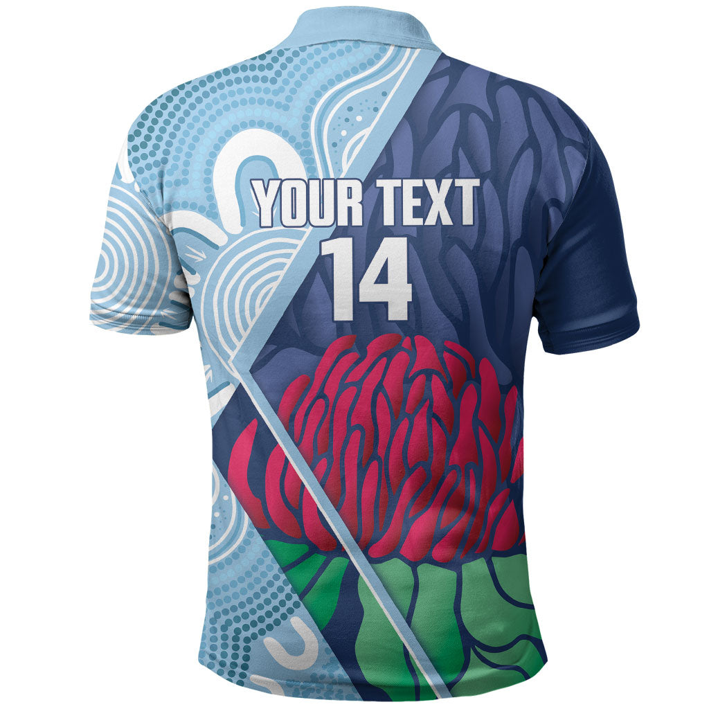 New South Wales Oztag Custom Polo Shirt NSW Waratah Indigenous Art