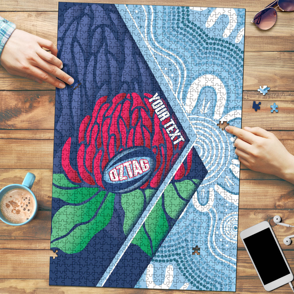 New South Wales Oztag Custom Puzzle NSW Waratah Indigenous Art