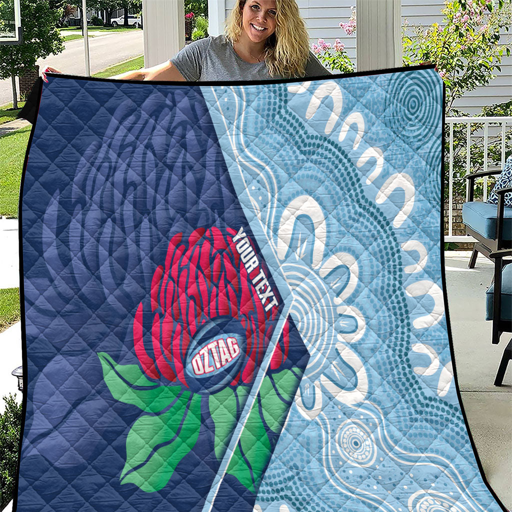 New South Wales Oztag Custom Quilt NSW Waratah Indigenous Art