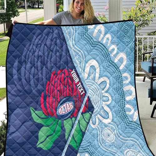 New South Wales Oztag Custom Quilt NSW Waratah Indigenous Art