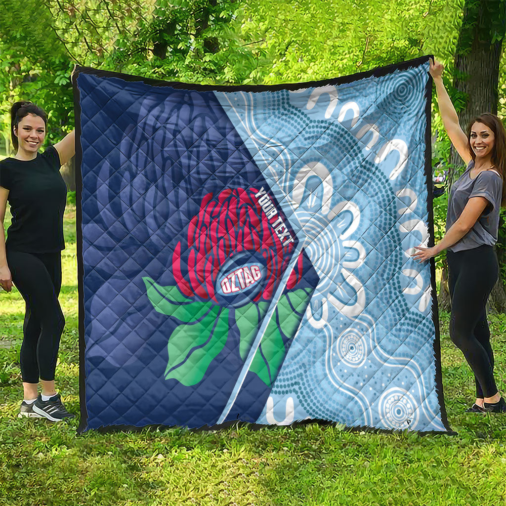 New South Wales Oztag Custom Quilt NSW Waratah Indigenous Art