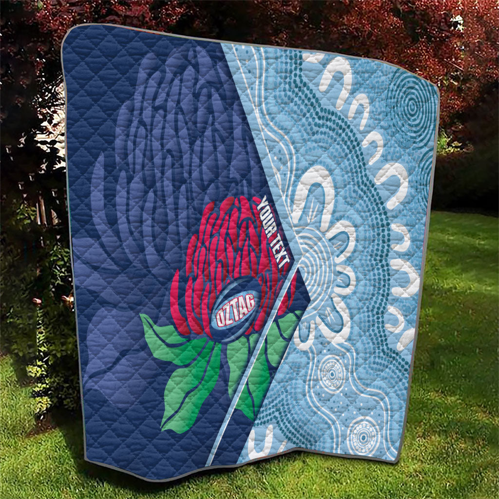 New South Wales Oztag Custom Quilt NSW Waratah Indigenous Art