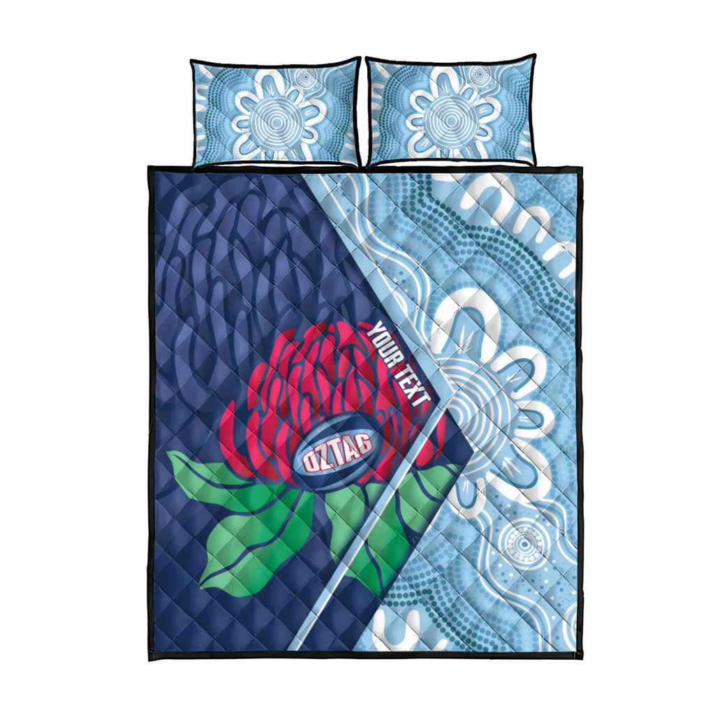 New South Wales Oztag Custom Quilt Bed Set NSW Waratah Indigenous Art