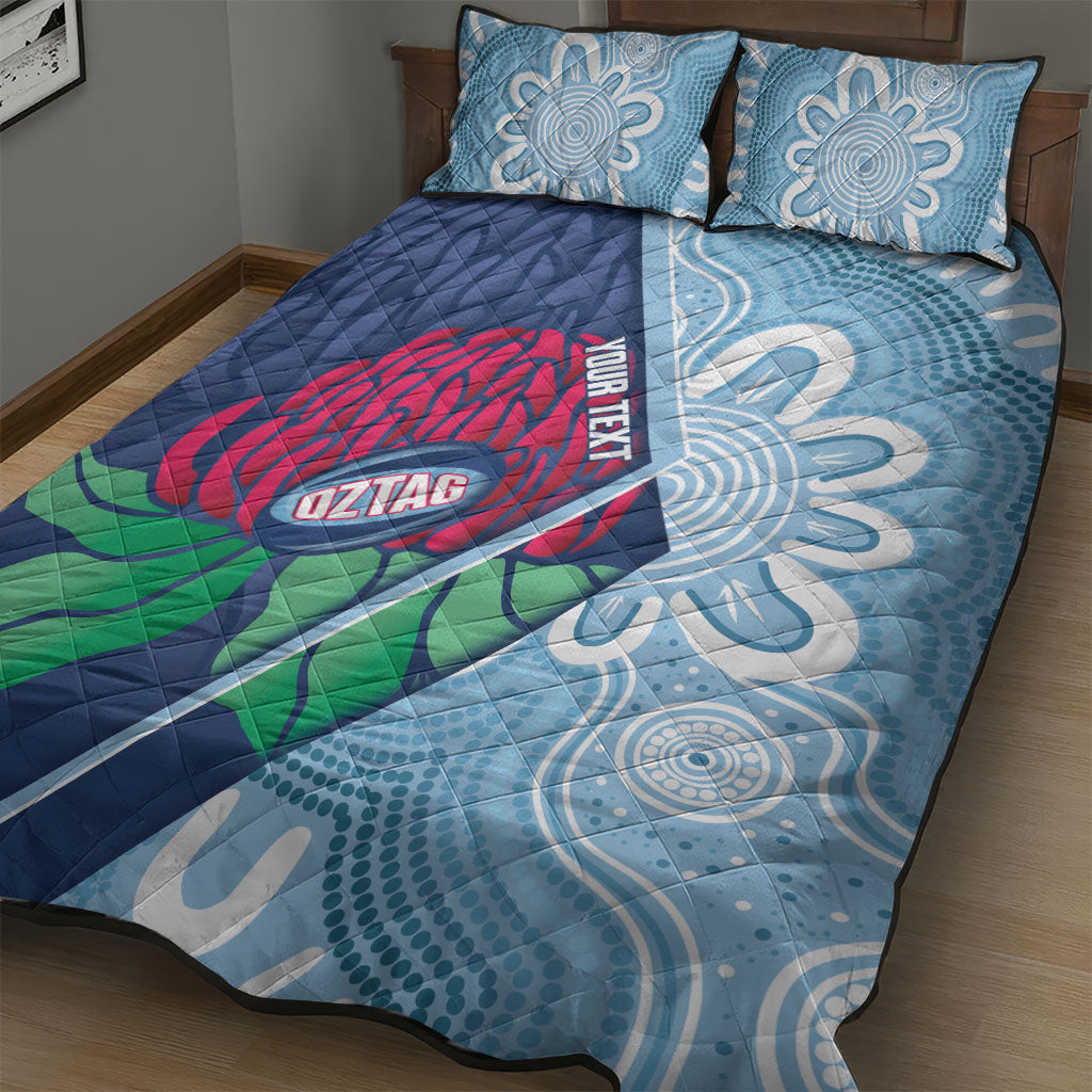 New South Wales Oztag Custom Quilt Bed Set NSW Waratah Indigenous Art