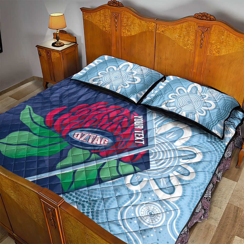 New South Wales Oztag Custom Quilt Bed Set NSW Waratah Indigenous Art