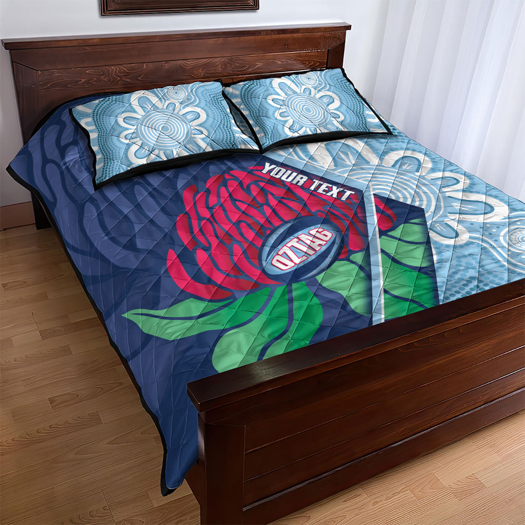 New South Wales Oztag Custom Quilt Bed Set NSW Waratah Indigenous Art