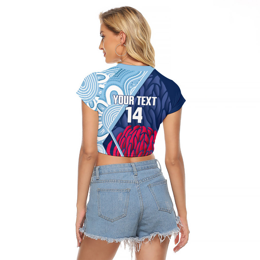 New South Wales Oztag Custom Raglan Cropped T Shirt NSW Waratah Indigenous Art