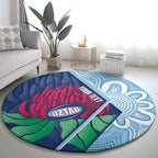 New South Wales Oztag Custom Round Carpet NSW Waratah Indigenous Art