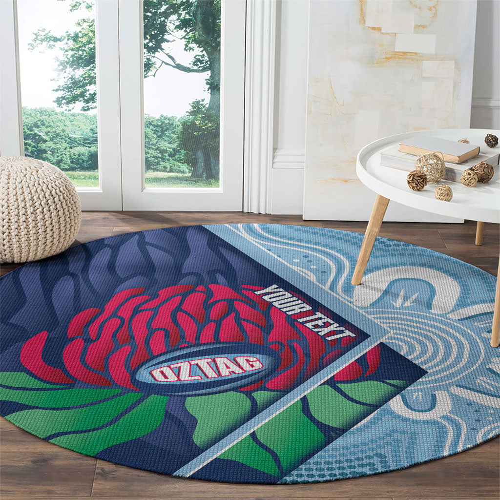 New South Wales Oztag Custom Round Carpet NSW Waratah Indigenous Art