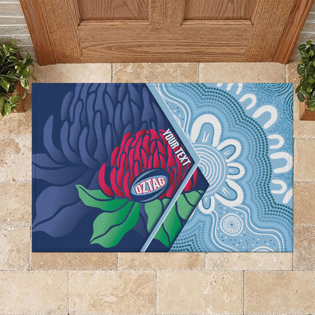 New South Wales Oztag Custom Rubber Doormat NSW Waratah Indigenous Art