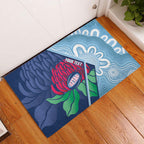 New South Wales Oztag Custom Rubber Doormat NSW Waratah Indigenous Art