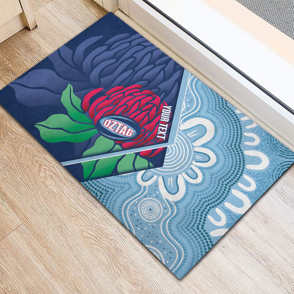 New South Wales Oztag Custom Rubber Doormat NSW Waratah Indigenous Art