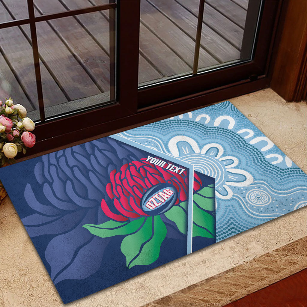 New South Wales Oztag Custom Rubber Doormat NSW Waratah Indigenous Art
