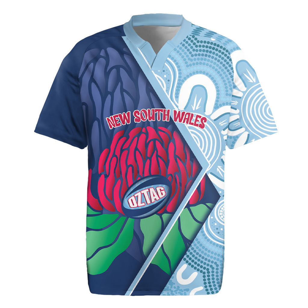 New South Wales Oztag Custom Rugby Jersey NSW Waratah Indigenous Art
