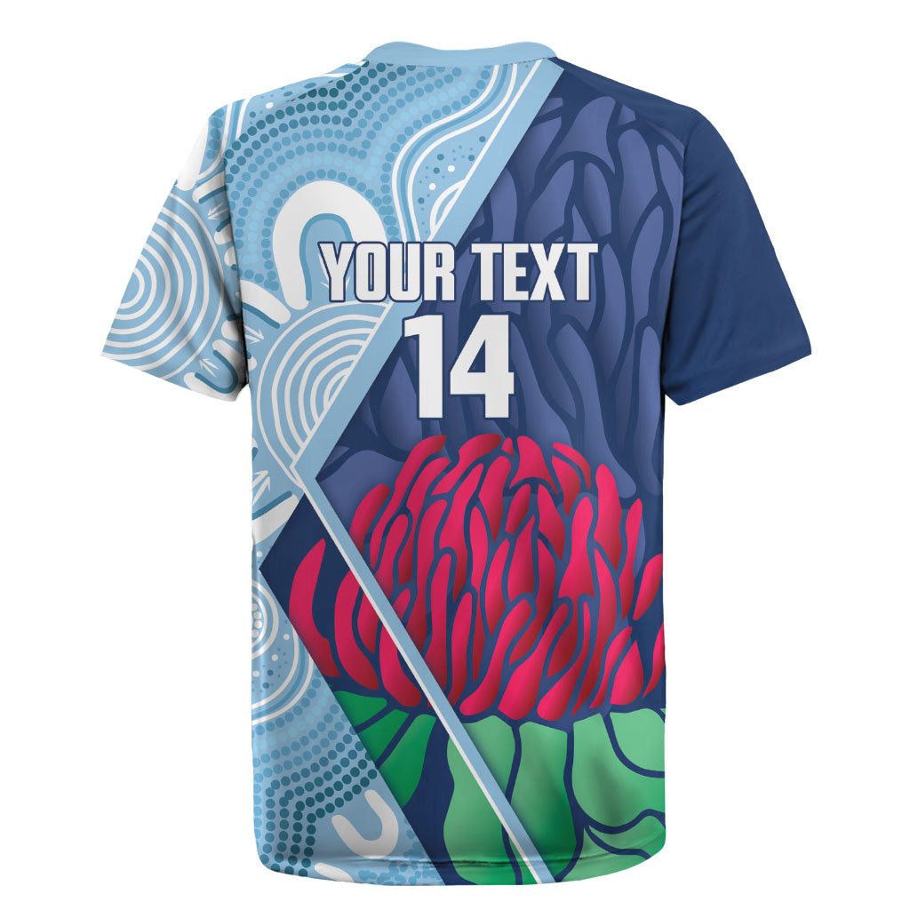 New South Wales Oztag Custom Rugby Jersey NSW Waratah Indigenous Art
