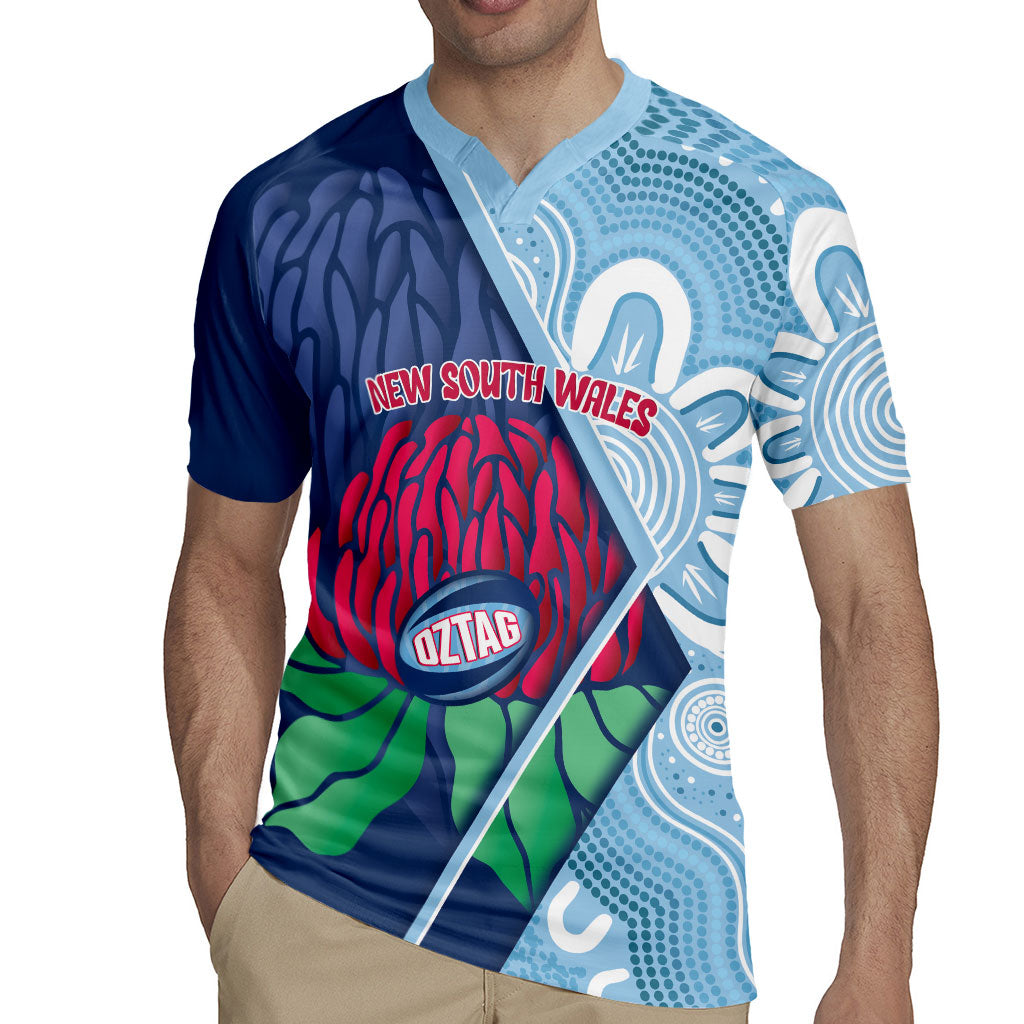 New South Wales Oztag Custom Rugby Jersey NSW Waratah Indigenous Art