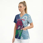 New South Wales Oztag Custom Scrub Top NSW Waratah Indigenous Art