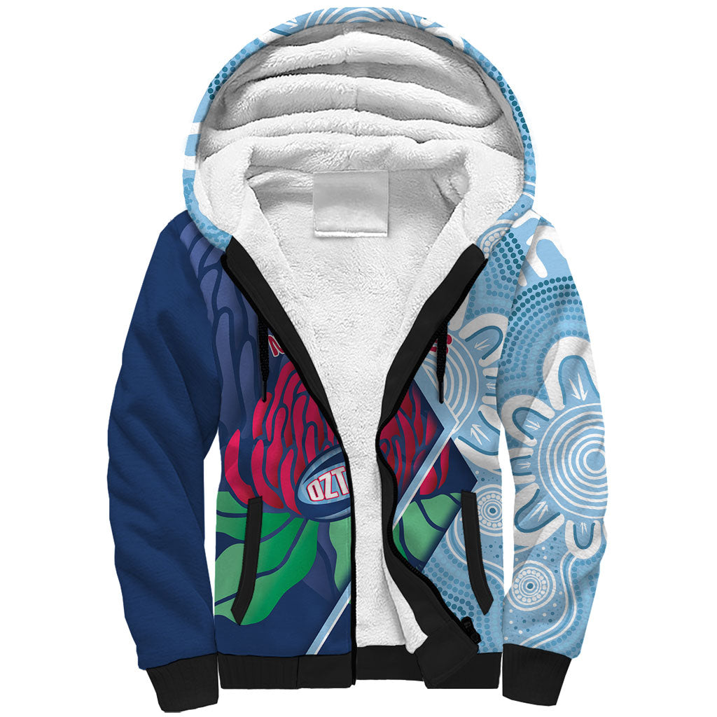 New South Wales Oztag Custom Sherpa Hoodie NSW Waratah Indigenous Art