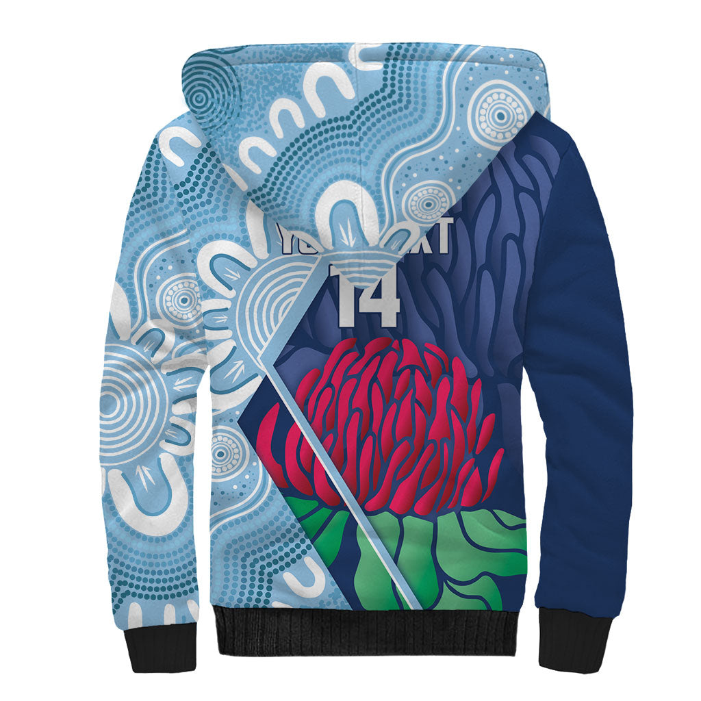 New South Wales Oztag Custom Sherpa Hoodie NSW Waratah Indigenous Art